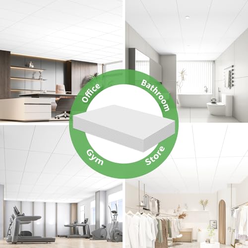 Art3d 10 Pack Smooth Drop Ceiling Tiles, 24"x48" (Cover 80 Sq.,ft.) PVC Decorative Ceiling Tiles, 2x4 ft Fire-Rated Tiles for Interior Decor, Home, Office, Restaurant and Gym, Matte Regular White by Art3d - Image 6