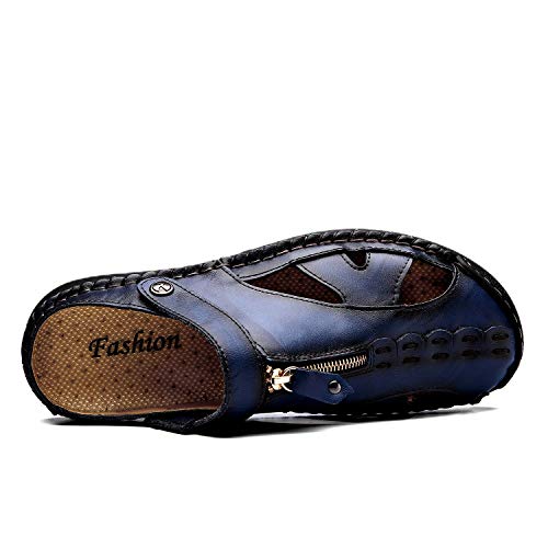 Image of JAMONWU Men's Casual Closed Toe Adjustable Leather Sandals Handmade Fisherman Beach Sandals