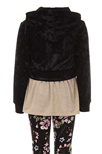 Image of iGirlDress Girls 4 Pieces Pant Set Long Sleeve Jacket Necklace Floral Plaid Pant 4-16