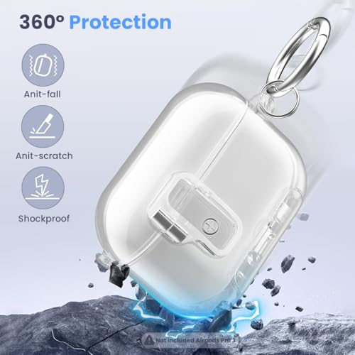 Image of ZORBES Compatible with Airpods Pro 3 case, Silicone Earbud Charging Case Cover for Apple AirPods Pro 3, Anti-Scratch Protective Skin Cover with Carabiner, White