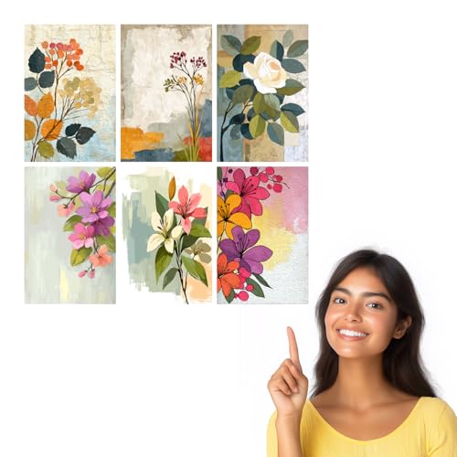 Image of SiddArtify Floral Wall Art Prints Set - Botanical Poster Decor for Living Room Bedroom Office - 8x12 inch Board Pack of 6