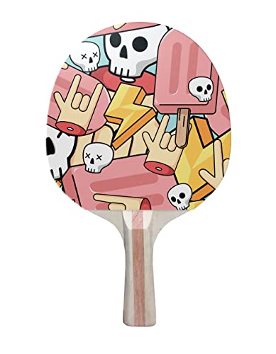 TigerTail Sports Pop Rock Colorful Design Ping Pong Paddle, Premium 5 Ply Table Tennis Racket (Black on Back)