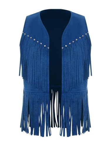 Kids Cowboy Cowgirl Vest Faux Suede Fringe Cardigan Dance Outerwear Jacket