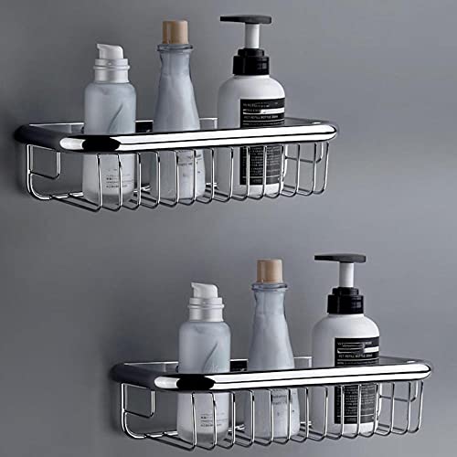 Estante de baño Sin taladrar Estante de Ducha Estantes de Ducha Adhesivos Montado en la Pared Cobre antioxidante para Inodoro Inodoro-Plata_30cm