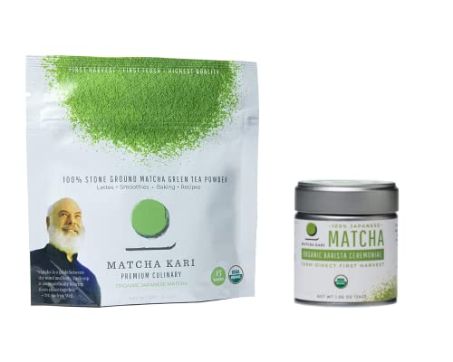 Matcha Kari Culinary + Barista Matcha Bundle - 30G Culinary Grade Matcha Pouch And 30G Barista Matcha Tin, Usda Organic Matcha #TOP11