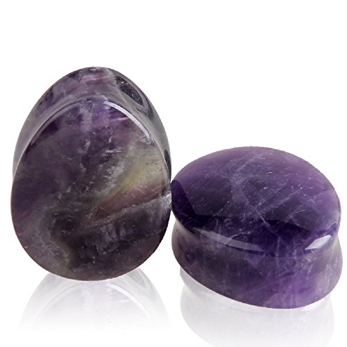 2Pairs Opalite Moon Stone Amethyst Ear Gauges Plugs Tunnels Expanders Stretcher Natural Organic Stone Double Flared Piercing Body Jewelry2