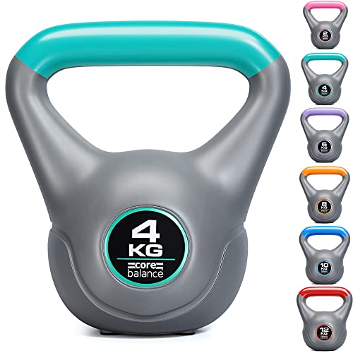 Core Balance Kettlebell Vinyl Coated Weight Lifting Strength Training Cardio Fitness Home Gym (1 x 2kg, 4kg, 6kg, 8kg, 10kg, or 12kg)