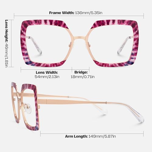Image of Zeelool Fashion Glasses Frame for Women, Metal Square Eyeglasses Eyewear Frame with Non-prescription Clear Lens ZJGM150137