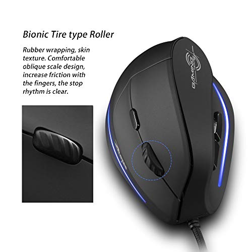 Ratón para juegos T-20 vertical y ergonómico con cable de 3200 DPI para PC 2