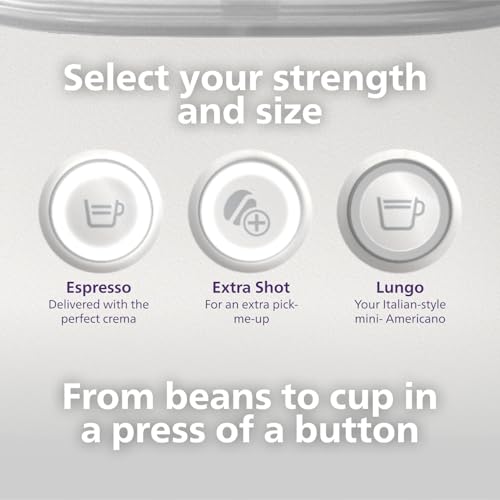 Image of Philips Baristina Espresso Machine, Grind, Tamp & Brew Coffee Beans in One Swipe, Compact, 16 Bar Pump Pressure, Automatic Grinder, Natural White with White Portafilter (BAR300 /00)