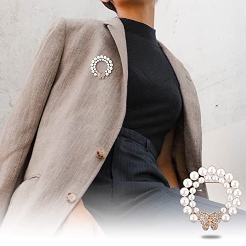 Image of Pearl Diamond Brooch Pins for Dress Sweater Scarf, Wedding Party Decoration Birthday Christmas Gift