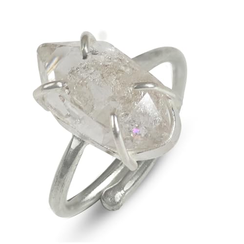 Image of Crystu Natural Herkimer Gemstone Adjustable Ring for Unisex