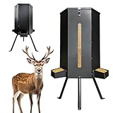 NULTRUMA 80 lbs Galvanized Steel Gravity Deer Feeder | Weatherproof & Anti-Rust Wildlife Game Feeder with 3 Feeding Trays & 3-Leg Stand | Automatic Corn Dispenser for Deer, Goats, Horses