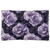 Coikll Purple Floral Pet Bed Pad Soft Dog Bed Mat with Anti-Slip Bottom, Machine Washable Crate Pad Mattress for Dog Sleeping- 36 * 24inches