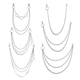 6 Piezas Pantalones Cadena, Punk Pants Chain Jeans, Metal Hip Hop Punk Jeans Cadenas de Cintura para Decorativa Hombres Mujer, Multi Layer Pants Chain Wallet Chain (Plata)
