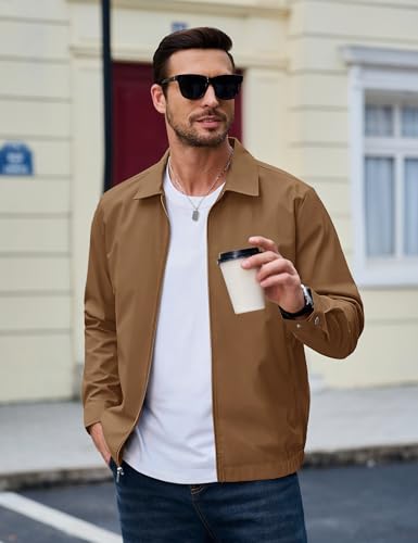 Image of MAGCOMSEN Men's Lightweight Jackets Full Zip Up Light Coat Laydown Collar Jacket Casual Windbreaker Jacket with Zip Pockets
