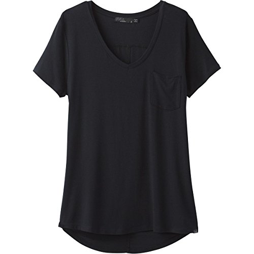 Prana Living Llc Women's Standard Foundation Short Sleeve Vneck, Black, Xlarge #TOP3