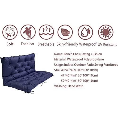 Coussin de banc d'extérieur imperméable avec dossier, matelas de balançoire de jardin