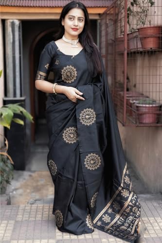 Image of SGF11 Women's Kanjivaram Soft Silk Saree With Unstitched Blouse Piece