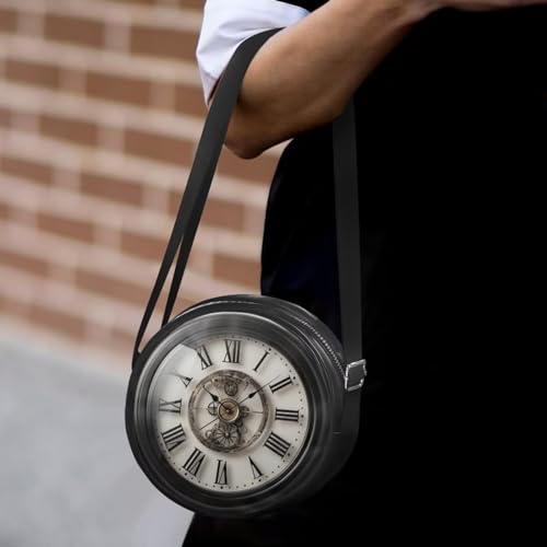 Round Crossbody Bags for Women, Leather Circle Purse Zipper Small Shoulder Bag with Adjustable Straps4