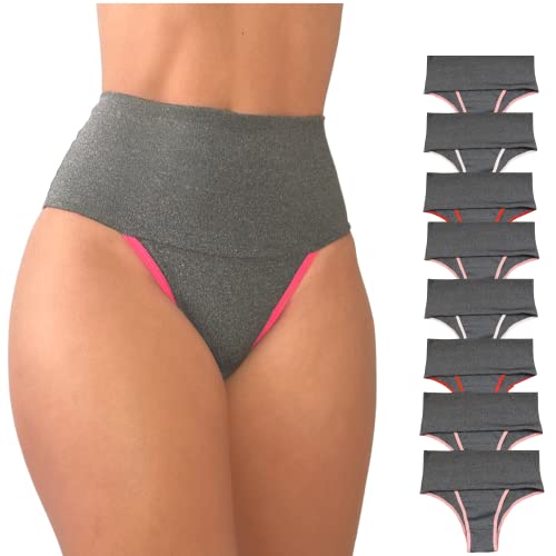 Kit 8 Calcinhas Modeladoras Cós Alto - Compressão para Barriga, Cintura Alta, Sem Costura, Forro 100