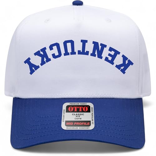 Kentucky Upside Down Reversed Vintage Trucker Hat | KY | Premium Adjustable Snapback Baseball Hat for Men & Women (US Alpha One Size Royal/White)