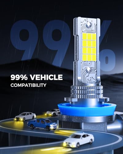 Image of Marsauto H11 /H16 /H8 LED Fog Light Bulbs, Amber Yellow 3500K, 12,000 Lumens Super Bright H11 LED Bulb Yellow, Mini 1:1 Size Fog Lights, Easy Plug and Play, Side Marker Cornering Combos