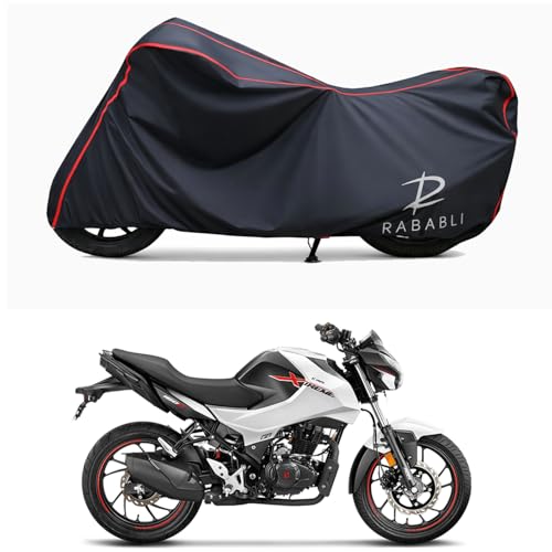 Image of Waterproof Bike Body Cover Compatible for | Hero Xtreme 160R ABS | Taffeta Fabric, Red Piping Design, Bottom Elastic Fit | Dustproof, Sun UV & Rain Protection for All Bikes