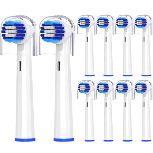 Replacement Toothbrush Heads Compatible with Bitvae R1/R2 - Rotating Electric Brush Heads Compatible with Oral B Braun Pro 500/1000/1500/3000/5000/7000/7500/8000 Series White 10 Pack