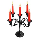 Rely+ 5 Arm Matte Black Candelabra Taper Candle Holders Decorations Indoor Kitchen Décor Table Candles Candlestick Candelabra Centerpiece Gothic Home Decor Wedding 10 Inch Tall