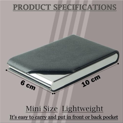 Image of Mini2buy Customized Unisex Vertical Card Holder Name Engraved for Credit|Debit|ATM|Business Visiting RFID Blocking Stainless Steel (1 x 10 x 6 cm) Personal Corporate Gift (Cut-Black)
