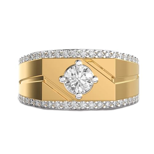 Bague moissanite homme argent 925 plaqué or bijou luxe fait main rond LKJR_0322