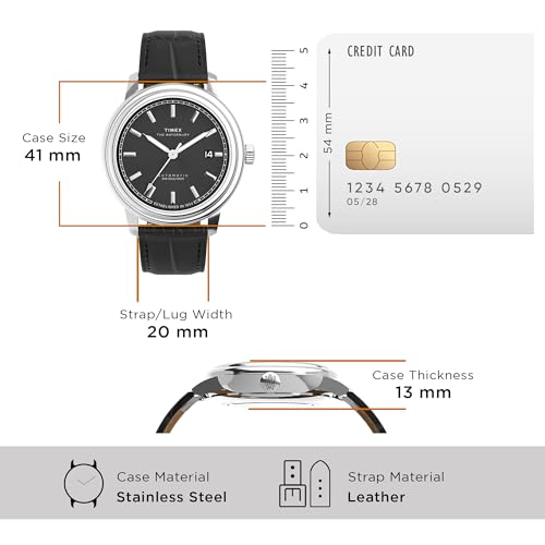 Image of TIMEX Waterbury Metropolitan Mechanical Automatic Watch for Men with Round Dial & Water Resistant Man's Wrist Watches