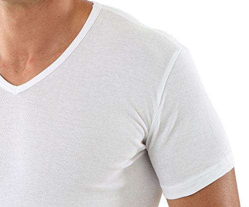 Men's v-Neck Business Undershirt with Short Sleeves 100% Organic Cotton White4