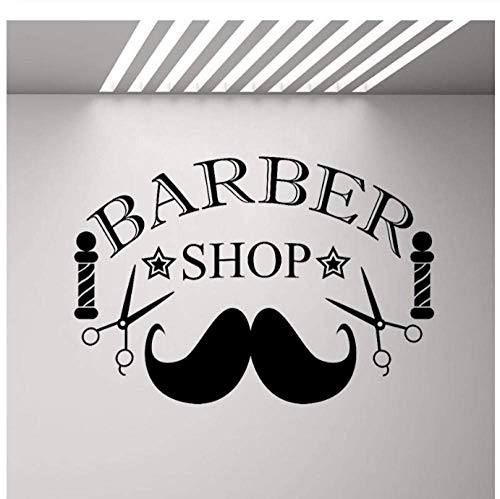 Adesivo Per Negozio Di Barbiere Adesivo Per Vetrine Per Parrucchiere Parrucchiere Adesivo Per Baffi Forbici Carta Da Parati Rimovibile Murale 42X29Cm