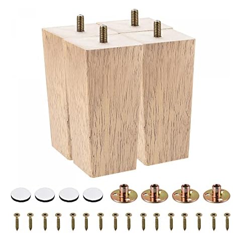 sourcing map 6 Inch Solid Wood Furniture Legs Cover