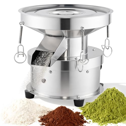 YUCHENGTECH Tamis Automatique 5L Tamis à Farine Électrique Tamis Vibrant en Acier Inoxydable pour Le Tamisage pour Poudres/Granulés 1350rpm 50W [Sans Tamis]