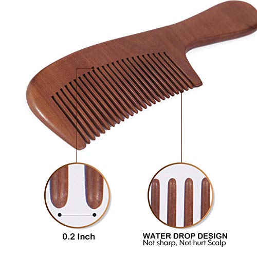 Natural Wood Hair Brush With Wooden Bristles Massage Scalp Comb And Peach Wood Beard Comb For Men And Women 3 Pcs #TOP3