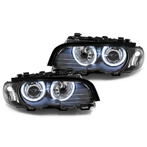 Optiques de phares noirs haut de gamme Angel Eyes CCFL pour cabriolet BMW E46
