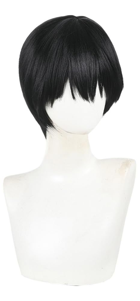 Short Black Cosplay Wig for Men Anime Costume Straight Hair Halloween Synthetic Wig for Comic Show (Black) Short Black Cosplay Wig for Men Anime Costume Straight Hair Halloween Synthetic Wig for Comic Show (Black)
