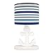 Just Born Nursery Lamp, High Seas Collection w/ Striped Shade, Grey/White/Blue