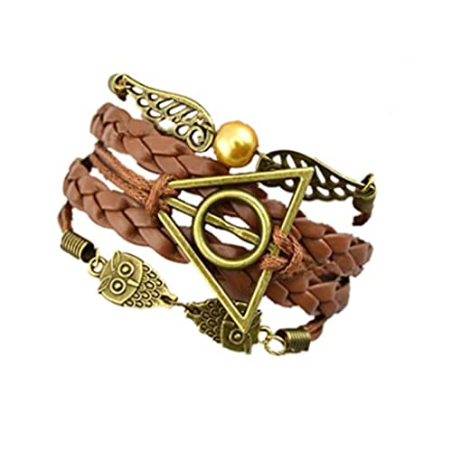 ysister Pulseras de Harry Potter, Reliquias de la muerte Golden, Pulsera y Las Reliquias de la Muerte con Búho y Alas, para hombres y mujeres, pulsera de reliquias de la muerte, regalo para amantes Cover