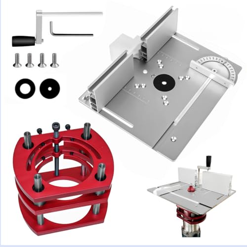 Table Defonceuse a Bois mit Plaque D'insertion Défonceuse, Plaque Lift Base Support Levée Maximale 51mm, Défonceuse Sur Table Aluminium pour Moteurs avec 64 à 65 mm...