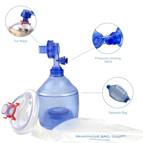 WNL Products 5000BVM Practi-Mask BVM CPR Training Includes 4 Adult/Child Practi-Masks, 4 Adult/Child Bag Valve Squeeze Bags, 4 Reservoir Bags (4 Pack)