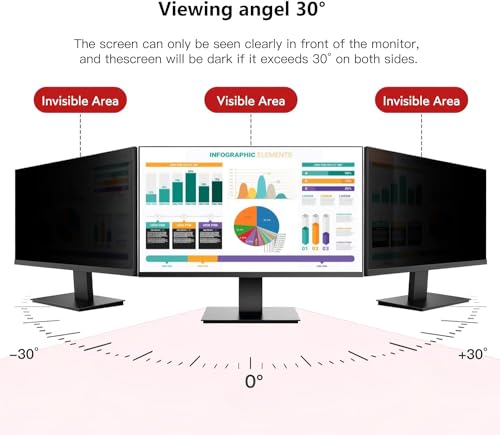 Image of 27 Inch Computer Privacy Screen Shield for 16:9 Widescreen Desktop Monitor Anti-Glare Blue Light Privacy Filter and Anti Spy Privacy Screen