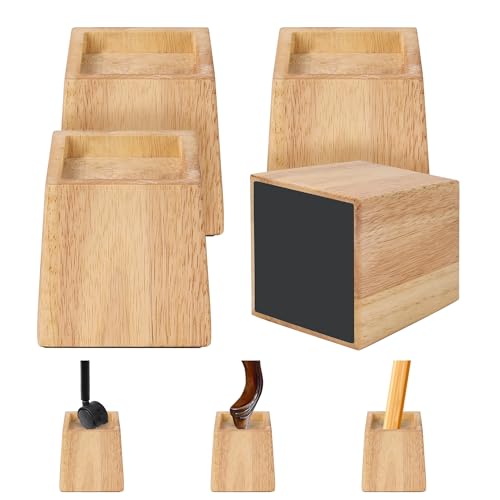 Alpeir Elevadores de cama de madera resistentes, soporta carga de 2200 libras, paquete de 4 extensores de altura de patas elevadoras para dormitorio, sofá, escritorio, silla, mesa, original, 3.5