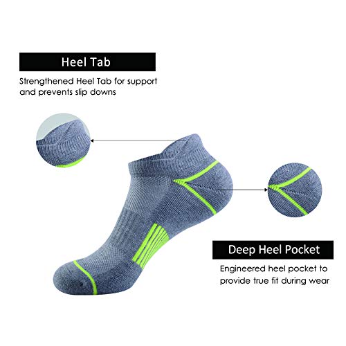 JOYNÉE Mens Athletic Low Cut Ankle Tab Socks 6 Pack Cushioned Breathable for Running4