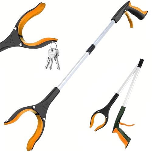 Xrten Outil de Ramassage avec Tête Rotative, Cueilleur Multifonctionnel avec Aimant, Pince Ramasse Dechets, Pince de Préhension Extension Pliable, Pince...