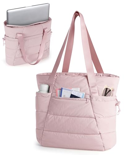 Image of Smasrob Puffer Tote Bag for Women, Lightweight Tote with Laptop Sleeve