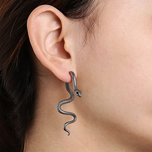 HZMAN Retro Snake Earrings for Women Stainless Steel Gothic Punk Snake Stud Earring Biker Party Jewelry Gift2